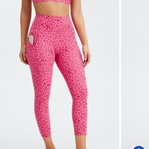 Fabletics Vibrant Pink Leopard Print Jeggings With Pockets SZ L/10